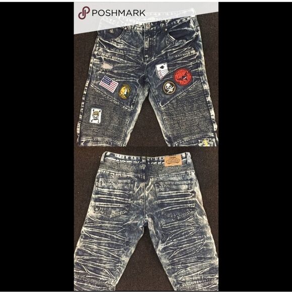 DMN Men's  Patch  Motorcycle Stretch Blue  Jeans 42‎ Wx36x47 - Picture 5 of 9